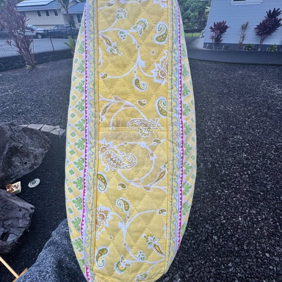 Americana by Sharif Yellow Quilted Tote Bag Paisley Print - Picture 11 of 12